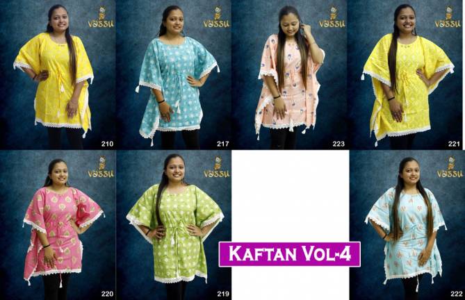 Vassu Kaftan 4 Stylish Casual Daily Wear Cotton Printed Ladies Top Collection